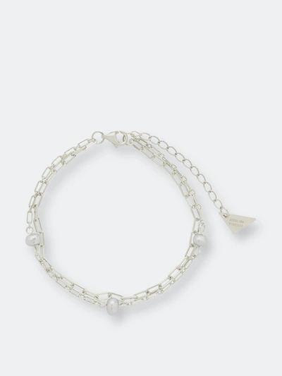 Shop Sterling Forever Ivy Double Chain Bracelet In Grey