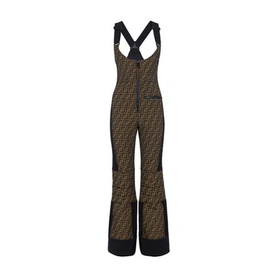 Shop Fendi Canvas Ski Suit In Marron