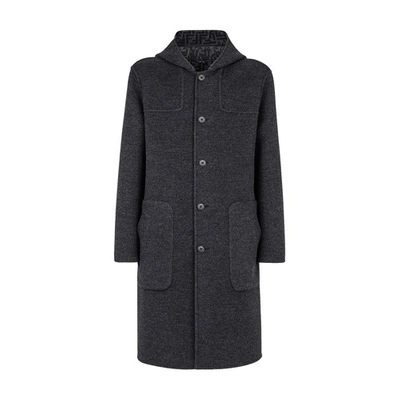 Shop Fendi Wool Coat In Gris