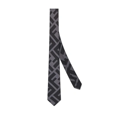 Shop Fendi Silk Tie In Noir
