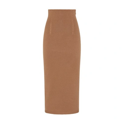 Shop Fendi Cashmere Skirt In Marron