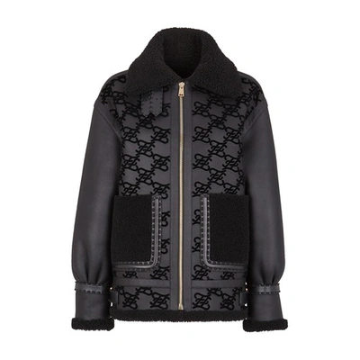 Shop Fendi Shearling Jacket In Noir
