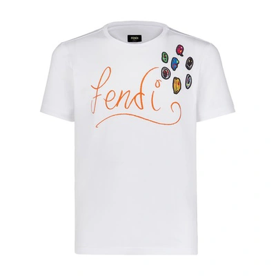 Shop Fendi Jersey T-shirt In Blanc