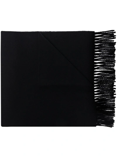 Shop Totême Fringed Knitted Scarf In Black
