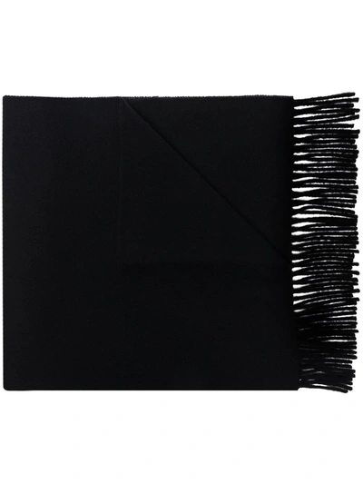 Totême Fine-knit Fringe-edge Scarf In Black