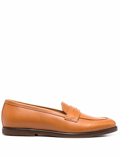 Shop Scarosso Monica Leather Loafers In Brown