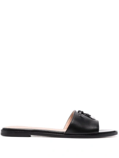Shop Scarosso Beatrice Leather Sandals In Black