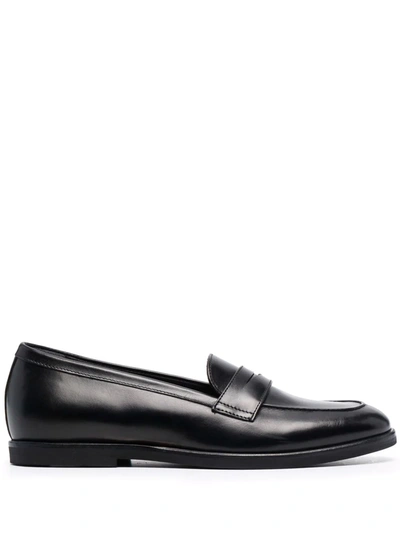 Shop Scarosso Monica Leather Loafers In Black
