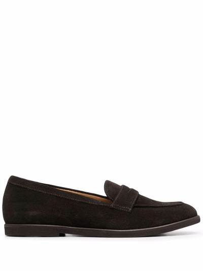 Shop Scarosso Monica Leather Loafers In Brown