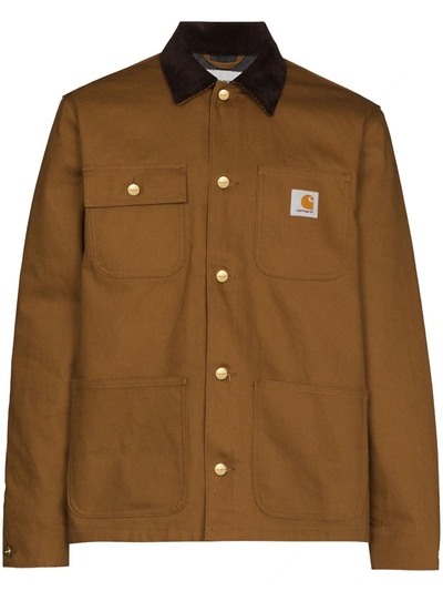 Shop Carhartt Michigan Logo-patch Shirt Jacket In Brown