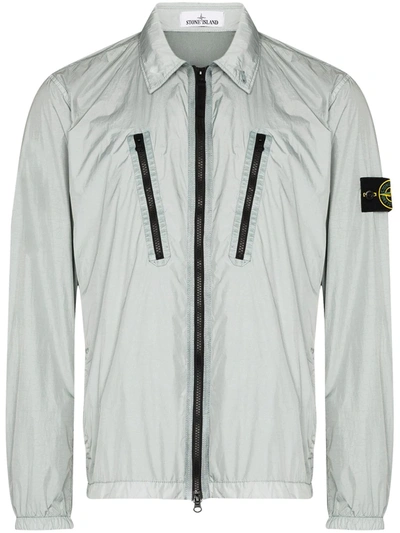 Stone Island Logo-patch Zip-up Jacket In Grey | ModeSens