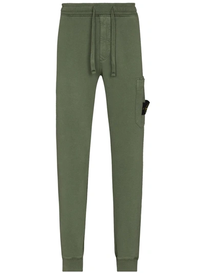 Shop Stone Island Tapered Drawstring Track Pants In Green