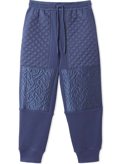 Shop Burberry Monogram Quilted Panel Track Pants In Blue