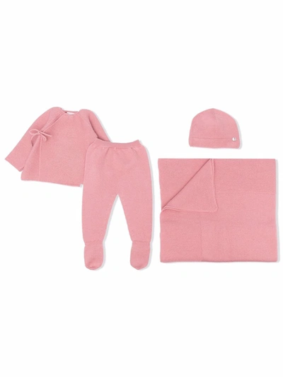 Shop Paz Rodriguez Four-piece Wool Babygrow Set In Pink