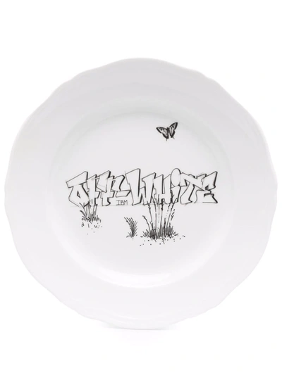 Shop Off-white X Ginori 1735 Logo-print Dessert Plate In White