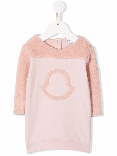 Shop Moncler Logo-embroidered Dress In Pink