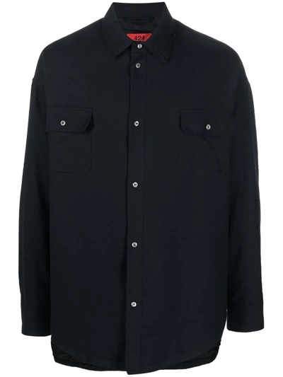 Shop 424 Fairfax Long-sleeve Shirt Jacket In Black