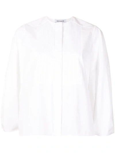 Shop Dice Kayek Ribbed Collarless Shirt In White