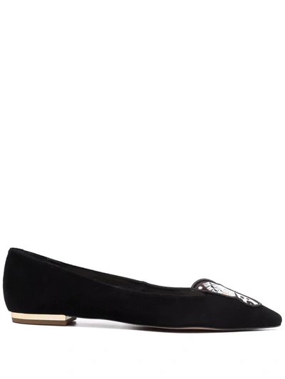 Shop Sophia Webster Embroidered Butterfly Ballerina Flats In Black