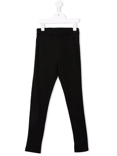 Shop Balmain Logo-print Stretch-cotton Leggings In Black
