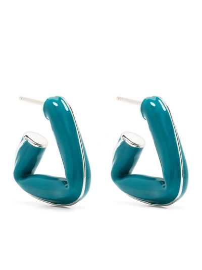 Shop Bottega Veneta Triangle Twisted Earrings In Blau