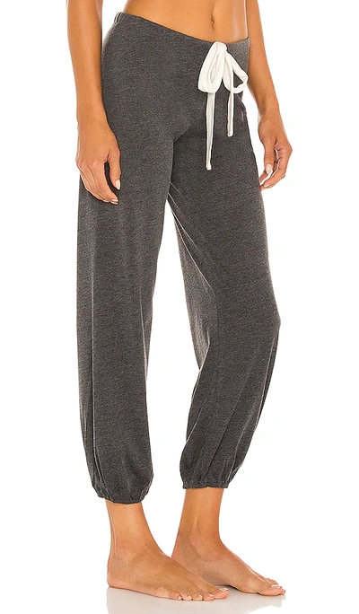 Shop Eberjey Cropped Heather Pant In Charcoal