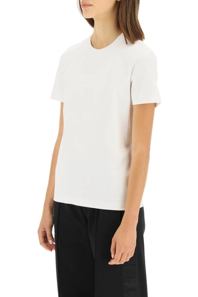 Shop Fendi T-shirt With Embossed Logo In White