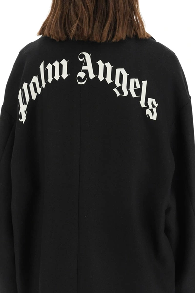 Shop Palm Angels Coat With Logo In Black