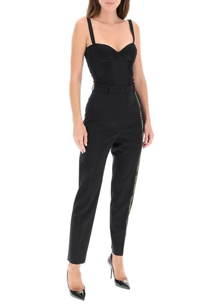 Shop Dolce & Gabbana Balconette Silk And Lace Body In Black