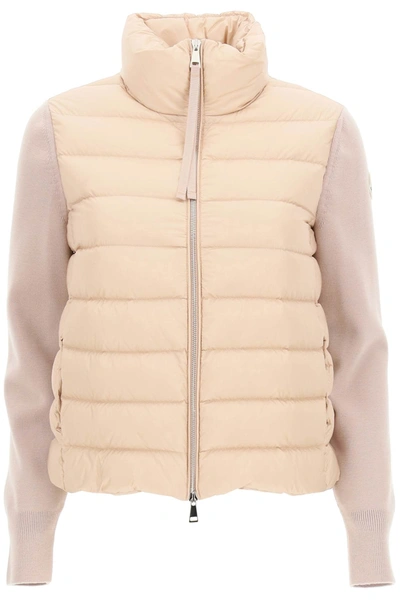 Shop Moncler Padded Knit Cardigan In Pink