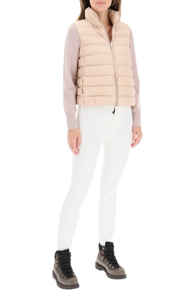 Shop Moncler Padded Knit Cardigan In Pink