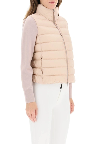 Shop Moncler Padded Knit Cardigan In Pink