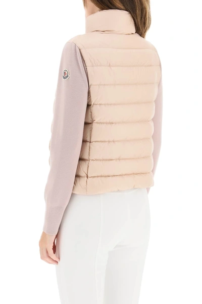 Shop Moncler Padded Knit Cardigan In Pink