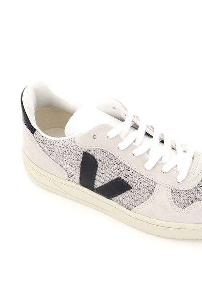 Shop Veja V-10 Flannel Sneakers In Grey,white,black