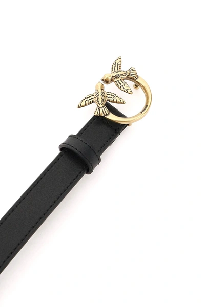 Shop Pinko Love Birds Leather Thin Belt In Black