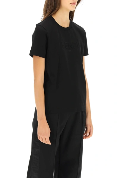 Shop Fendi T-shirt With Embossed Logo In Black