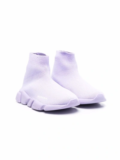 Shop Balenciaga Speed Sock Sneakers In Purple