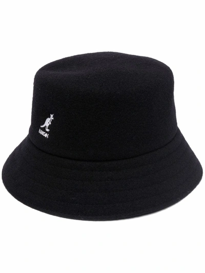Shop Msgm Embroidered Wool Bucket Hat In 黑色