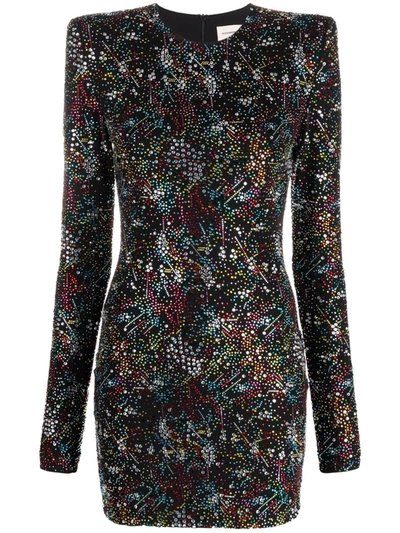 Shop Alexandre Vauthier Crystal-embellished Mini Dress In 黑色