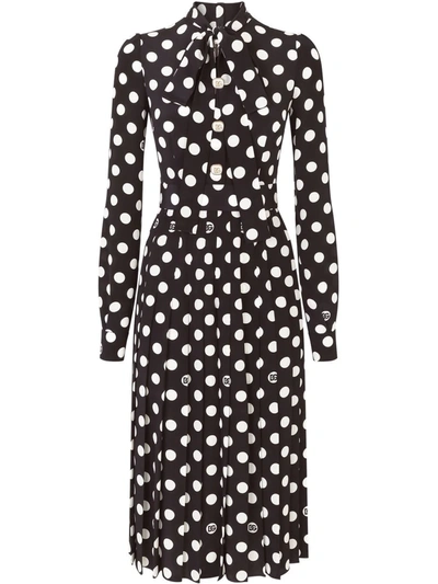 Shop Dolce & Gabbana Polka-dot Mid-length Dress In Black