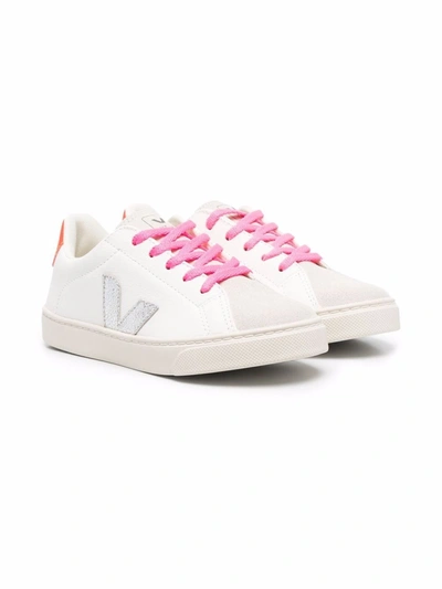 Shop Veja V-logo Sneakers In White