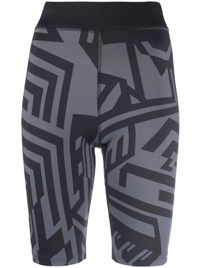 Mcq By Alexander Mcqueen Stretch-design Abstract Print Shorts In Black