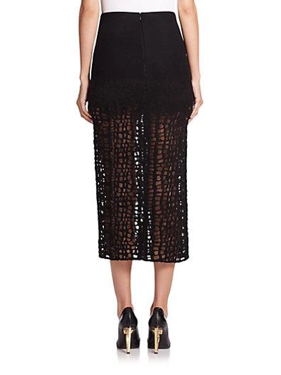 Shop Jason Wu Wool Flannel & Lace A-line Skirt In Black