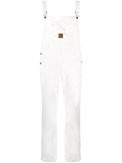 Shop Washington Dee Cee Logo-patch Denim Dungarees In White