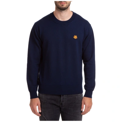 Shop Kenzo Men's Crew Neck Neckline Jumper Sweater Pullover  Tiger Crest In Blue