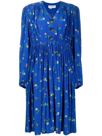Balenciaga Oversized Floral-print Silk Dress In 4011 | ModeSens