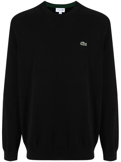 Shop Lacoste Crocodile-embroidered Cotton Sweatshirt In Black
