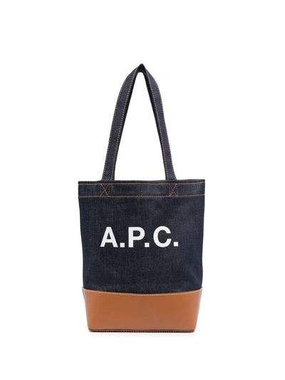 Shop Apc Logo-printed Tote In Blue