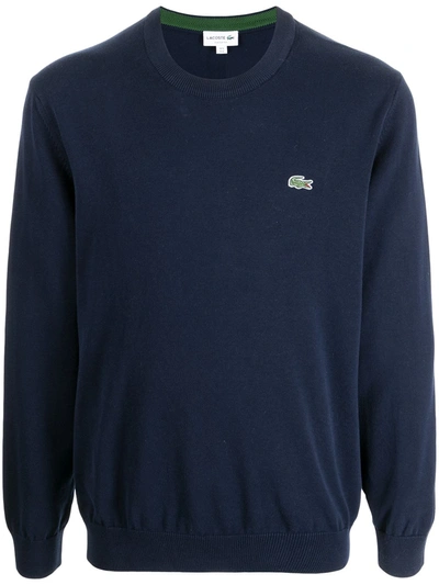 Shop Lacoste Logo Embroidery Sweatshirt In Blue