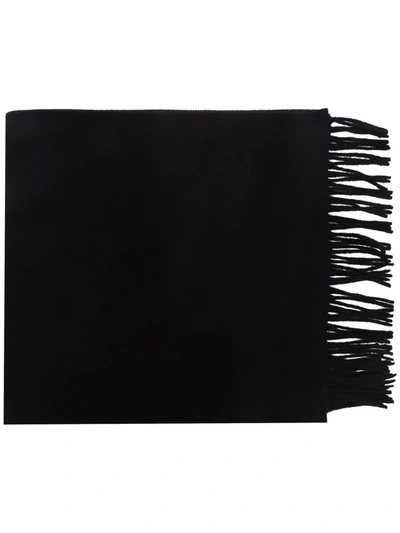 Shop Totême Frayed-edge Wool Scarf In Black